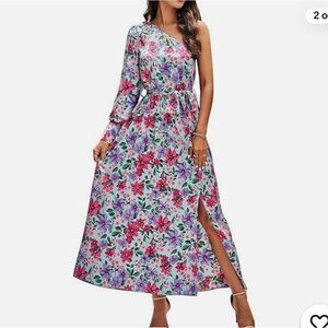 AMAZON Kirundo Satin One Sleeve Dress Small New